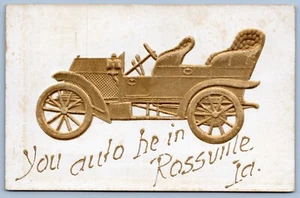 c1910 Postcard Model T Rossville I.D. Embossed Gold #C8 - Picture 1 of 2