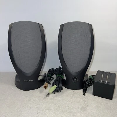 Harman Kardon HK206 Computer Speakers w/ AC Adapter Tested ✅ Works Great - Image 1 of 4