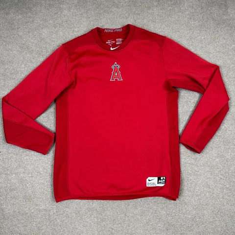 Nike Pro Combat Los Angeles Angels Shirt Adults Size L Red Pullover MLB * READ Cover