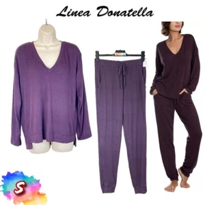 NWT Linea Donatella S Comfort Zone Solid V-Neck Hacci Pajama Set CZS049 - Picture 1 of 9