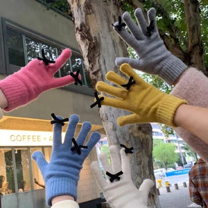 Guanti Caldi Fiocco Decorare Invernali Donna Anti Freddo Maglia Soffici Carini - Foto 1 di 24