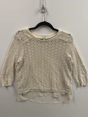 Suéter Lucky Brand Mujeres Mediano Crema Boho Mezcla de Lino Crochet Blusa en Capas Foto 1 de 4