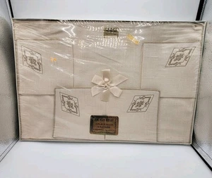 NEW Vintage Pioneer 8PC Luncheon Set 4 Place Mats & Napkins 100% Linen - Picture 1 of 4