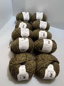 Elsebeth Lavold SILK WOOL XL yarn Set 10 Balls MOSS GREEN, 50gr ea. Wool Silk. - Picture 1 of 12