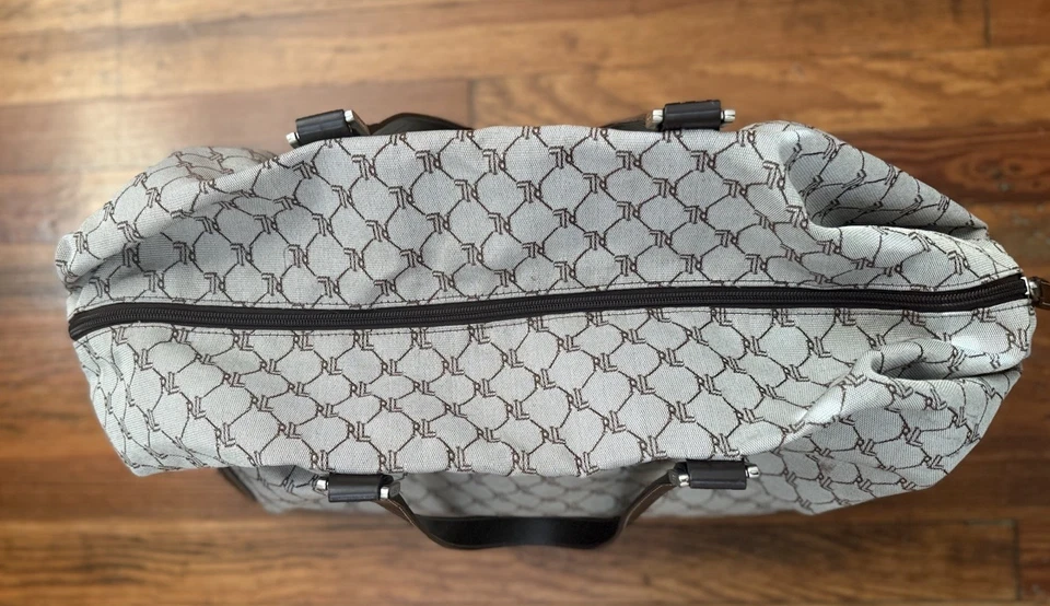 Vintage Ralph Lauren Signature Monogram Leather Canvas Shoulder Duffle Bag - Image 1 of 4