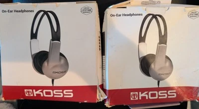 2x KOSS Stereo Headphones UR10 Silver And Black Tested NEW - Image 1 of 4