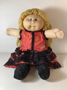 Coleco - Vintage 1985 Cabbage Patch Kid - Girl Doll Blonde with Red Dress - Picture 1 of 16