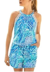 Lilly Pulitzer Lala Strampler Haven Hey Hey Soleil blau weiß Größe Large 001702 NEU - Bild 1 von 8