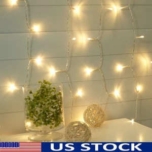 96 Count LED Curtain Lights Warm White Indoor String Lights 5ft Electric Decor - Picture 1 of 10