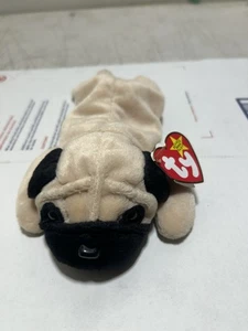 TY Beanie Baby 1996 "Pugsly"  Retired 1999 (Very Good) with Multiple Errors - Picture 1 of 11