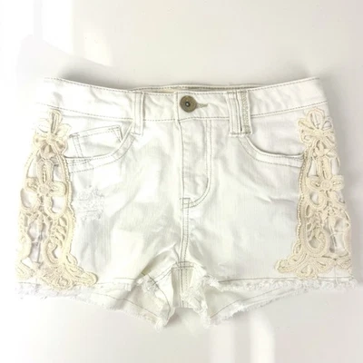 Pantalones de mezclilla Jolt para mujer junior blancos bordados dobladillo crudo talla 3 1173 Foto 1 de 4