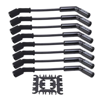 Spark Plug Wire Set 8mm Dia 500Ohms/ft Black Stainless Steel Plug 9070CK For GM - Image 1 of 4