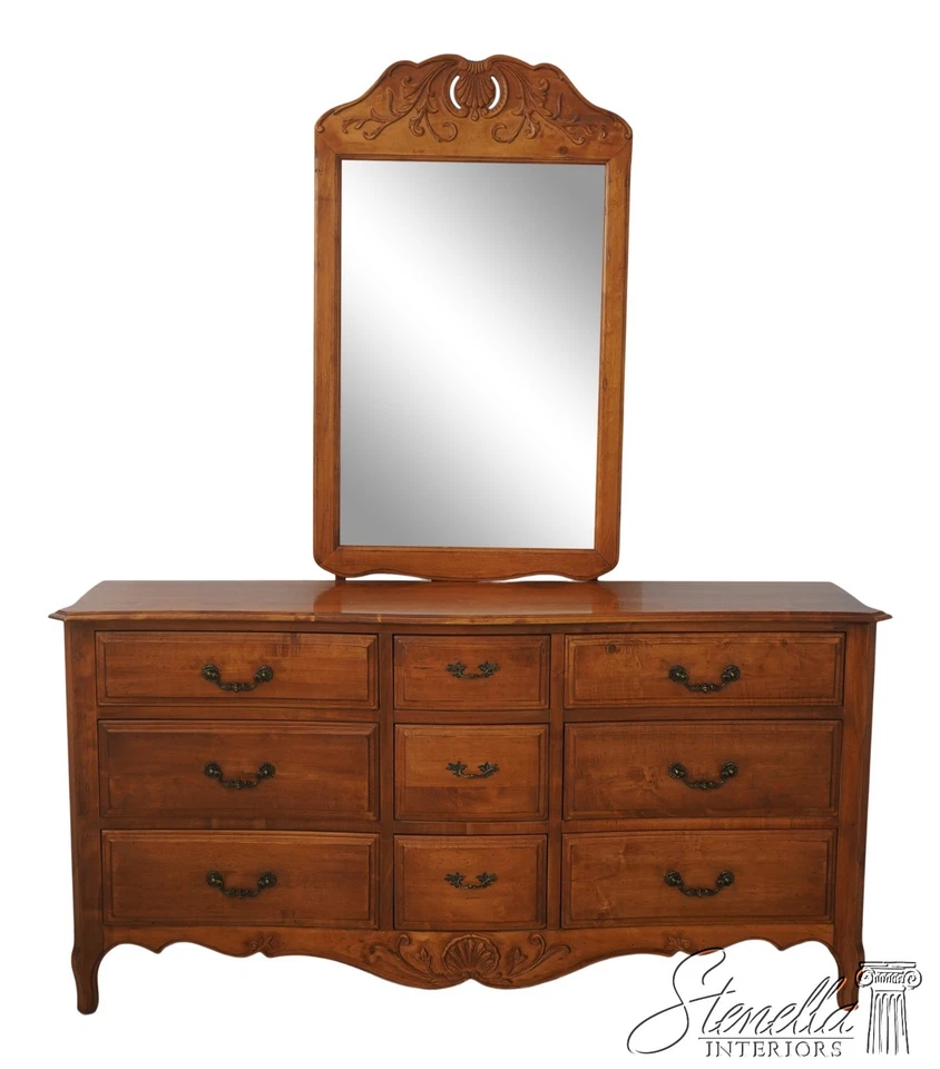 F68375: ETHAN ALLEN Country French Distressed Finish Dresser w. Mirror - Image 1 of 4