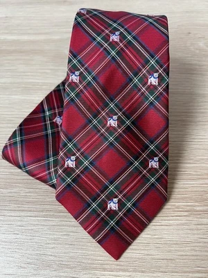 Tommy Hilfiger Corbata de Diseñador de Seda Diseño Navidad Osos Polares Rojo a Cuadros Foto 1 de 4