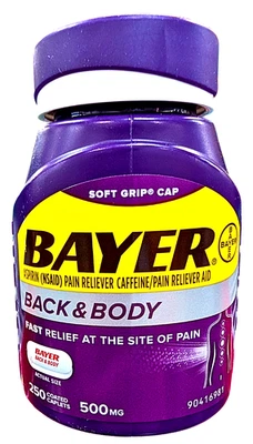 Bayer Back and Body Pain Reliever Aspirin 500 mg Caplets 250 Ct EXP 10/2026 - Image 1 of 3