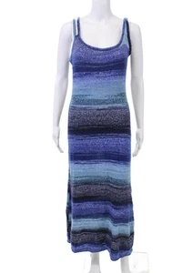 Collusion Womens Scoop Neck Sleeveless Striped Knit Maxi Dress Blue Size 12 - Picture 1 of 6