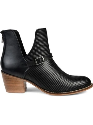 COLECCIÓN JOURNEE Mujer Negro Profundo V Recortes Shaw Cuero Almendra Botines 11 Foto 1 de 3