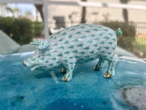 *PRÍSTINA* Estatuilla de porcelana Herend Green Fishnet Cerdo Caminando - Imagen 1 de 5
