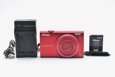 [Top MINT] Nikon COOLPIX S6100 16.0MP Digital Camera Red 7x Zoom From JAPAN - Image 1 of 4