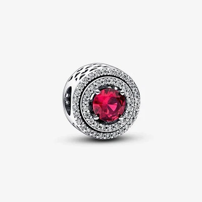 Charm Pandora Pavè e Pietra Rossa 792418C01 Argento zirconi Ciondolo - Immagine 1 di 2