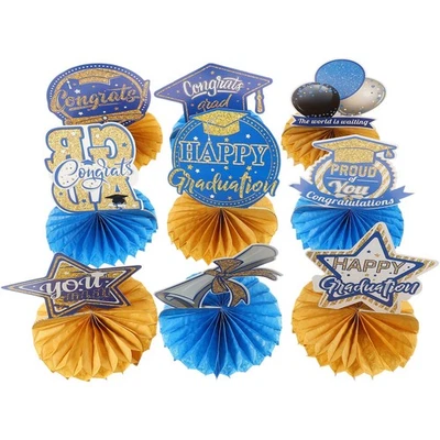  9 Pcs Graduate Party Centerpiece Congrats Honeycomb Graduation Centerpieces - Image 1 of 4