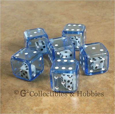 NOVO Conjunto de 6 AZUL Jogo de Dados Duplo Seis Lados RPG Matemática Grande 19mm 3/4 Polegadas D6 - Imagem 1 de 2