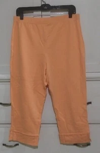 Sport Savvy Orange Peach Cropped Pants Floral Size Medium - Picture 1 of 4