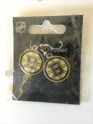 Boston Bruins NHL Silver Swirl Heart Dangle Earrings~{Read For Cond.} Bulk Buy Cover