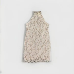 NWT Sans Souci Halter Neck Lace Bodycon Dress Size XL Off White Bridal - Bild 1 von 3