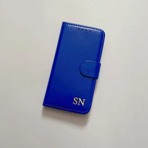 Blue PERSONALISED Wallet PHONE CASE Initials COVER FOR Motorola Moto E15 G15 G05 - Picture 1 of 3