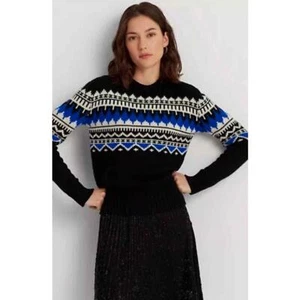 NWT Ralph Lauren Black Crew Neck Patterned LRL Holiday 23 Sweater XXL - Picture 1 of 4