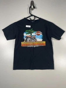 Harley Davidson Kids Boys Moto Virgin Island Graphic Pullover T Shirt Black Sz 5 - Picture 1 of 9