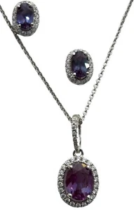 e10406c & p0388s lab created alexandrite Sterling Silver Earrings and Pendant - Picture 1 of 2