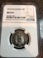 Sasa Ecuador 10 Centavos 1919 Copper-Nickel Ngc Ms63+