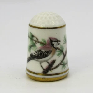 FRANKLIN PORCELAIN THIMBLE BLUE JAY - Picture 1 of 5