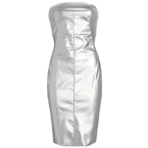 Rick Owens $1.1k Corset Bustier Mini Dress Aluminum Stretch Denim IT42/6 - Picture 1 of 8