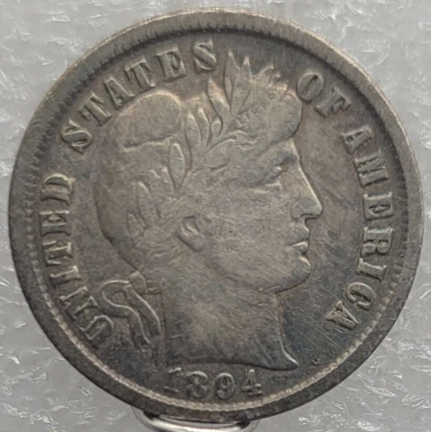1894 Barber Silver Dime VF Philadelphia Mint EJ13S Cover