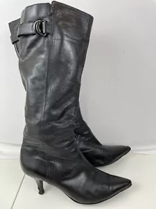 Botas altas para mujer Bandolino, talla 7,5, cuero negro, hasta la rodilla, con cremallera completa, tacón de 3 - Imagen 1 de 12