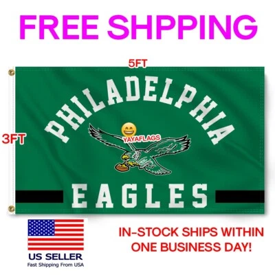 FLAG_TREASURES Philadelphia Eagles Football 3x5 ft Classic Logo Retro Flag - NFL Gift Banner