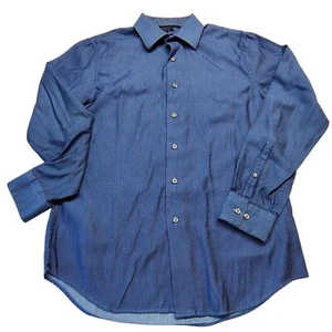Apt 9 Men's Dress Shirt Blue Checked Medium Long Sleeve 100% Cotton - Picture 1 of 14