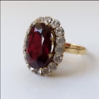 3Ct oval Cut Red Garnet Vintage Engagement Ring 14K Yellow Gold Finish