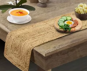 Table Runner Natural Jute Farmhouse Braided Kitchen Decor Jute Table Runner - Picture 1 of 8