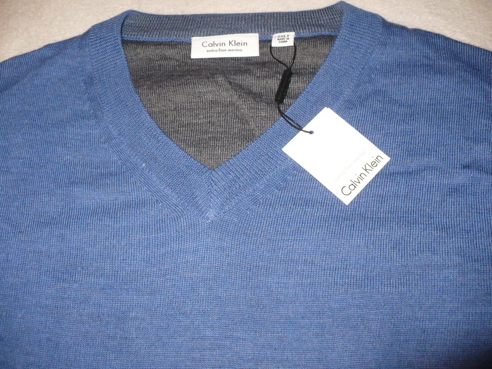 $108 NEW NWT CALVIN KLEIN MEN'S BIG & TALL V-NECK SWEATER SIZE SZ 2X 3X 4X WOOL - Image 1 of 1