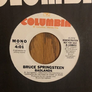 BRUCE SPRINGSTEEN - BADLANDS, COLUMBIA , W L PROMO 45 RPM, 1978, NM ! RARE ! - Picture 1 of 5