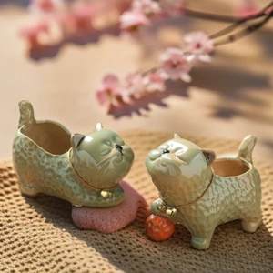 Diseño de maceta suculenta de cerámica Naughty Cat de 2 piezas con caja de regalo - Imagen 1 de 5