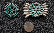 2 VINTAGE NAVAJO TURQUOISE ZUNI PENDANTS/ BROOCH FROM ESTATE SALE SEE PHOTOS