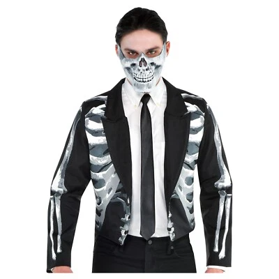 Disfraz de Halloween, Chaqueta Abrigo Hombre Negro y Hueso, Adulto Talla Estándar Foto 1 de 2
