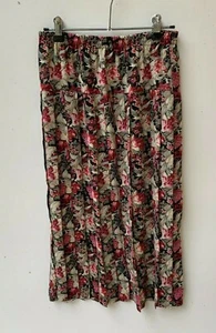 STITCHES vintage polyester black floral pleated midi skirt size 10 (S) - Picture 1 of 6