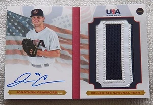 Jonathon Crawford 2012 Prime Cuts USA Lettermen O Patch Booklet Jersey Auto #6/8 - Imagen 1 de 3
