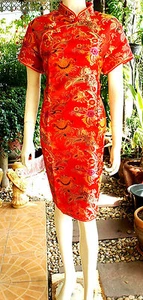 Asia-Miss China Geisha Qipao/Cheongsam-Kleid Dress/Kostüm Rot Gr.38, 40 - Picture 1 of 4